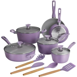 Solara 14-Piece Ceramic Non Stick Cookware Set with Lids