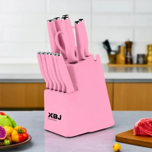 15-piece kitchen stainless steel knife set with knife holder