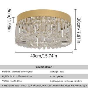 Gold Crystal LED Ceiling Light