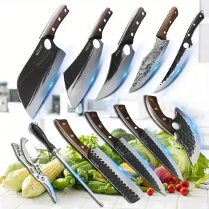 1-11PCS Kitchen Chef Knife Set Stainless Steel