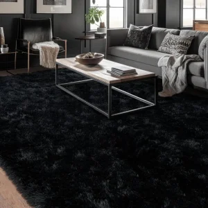 Super Fluffy Area Rugs Black 8x10